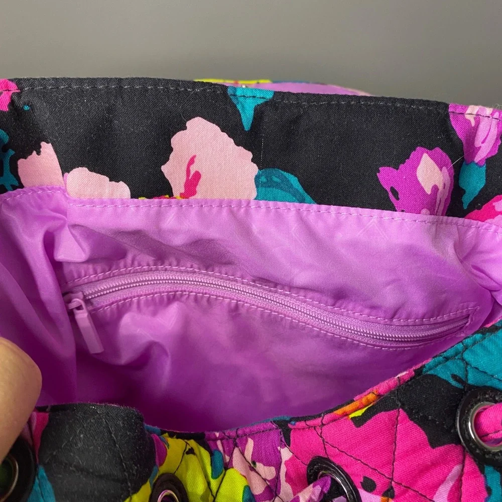 Vera Bradley Hilo Meadow Quilted Floral Fashion Backpack Drawstring Flap‎